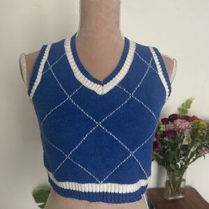 Vintage Varsity Cropped Sweater Vest